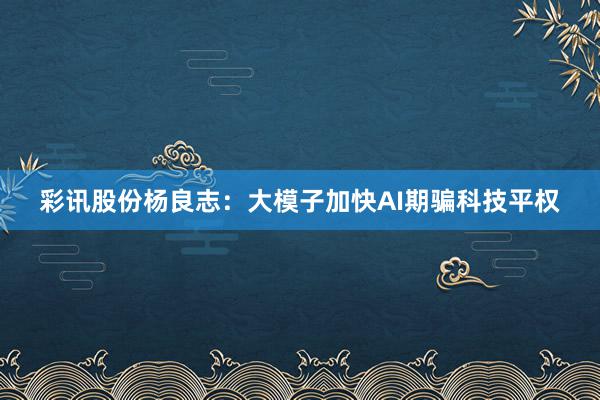 彩讯股份杨良志：大模子加快AI期骗科技平权