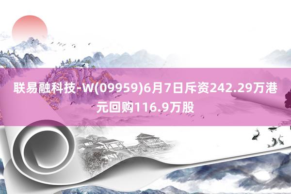 联易融科技-W(09959)6月7日斥资242.29万港元回购116.9万股