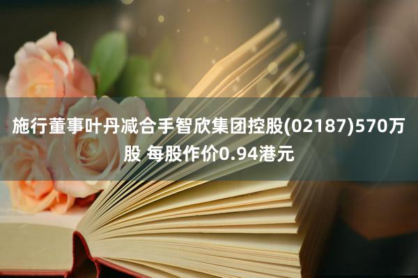 施行董事叶丹减合手智欣集团控股(02187)570万股 每股作价0.94港元