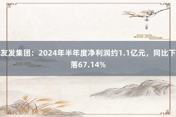 友发集团：2024年半年度净利润约1.1亿元，同比下落67.14%