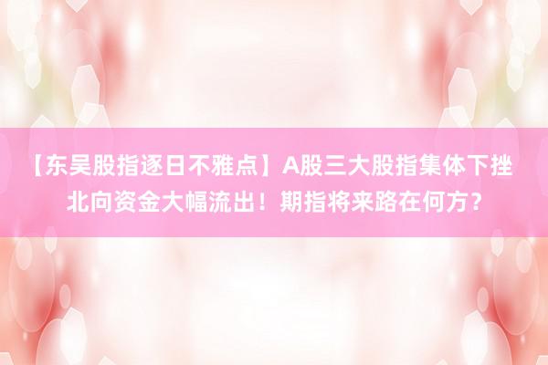 【东吴股指逐日不雅点】A股三大股指集体下挫  北向资金大幅流出！期指将来路在何方？