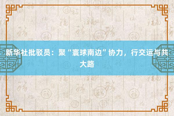 新华社批驳员：聚“寰球南边”协力，行交运与共大路