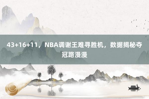 43+16+11，NBA调谢王难寻胜机，数据揭秘夺冠路漫漫