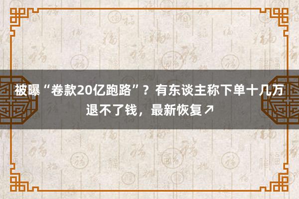 被曝“卷款20亿跑路”？有东谈主称下单十几万退不了钱，最新恢复↗